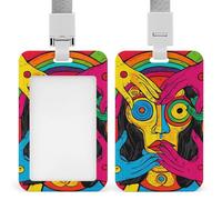 Vertical Badge Holder with Lanyard, Women's Animal King Cool Tiger Art Push-Pull ID Badge Case, Elegant Retractable Card Holder for Employee, Teacher
