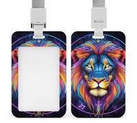 Vertical Badge Holder with Lanyard, Women's Animal King Cool Tiger Art Push-Pull ID Badge Case, Elegant Retractable Card Holder for Employee, Teacher