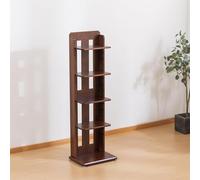 Vertical Bamboo Bookshelf Tower Corner Storage Rack with 4/5 Tiers Standalone for Kitchen Bathroom Living Room Office (126.5x40cm/49.8x15.7in)