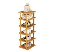 Vertical Bamboo Shoe Rack, 6-Tier Corner Storage, High Capacity, Stable Structure, Easy Installation for Hallways, Bedrooms, Living Rooms, Small Spaces.