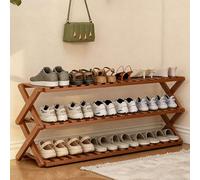 Vertical Bamboo Shoe Rack Foldable Freestanding Shoe for Entryway Closet Dorm & Small Spaces Stylish & Space Saving Cabinet (100x70CM/39.4x27.6IN)