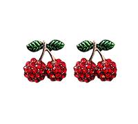 Vertical Bar Earrings Cherry Earrings Red Stud Earrings Set For Women Girls S925 Silver Stud Earrings For Women Earrings With Soft Ear Studs Jewelry For Light up Christmas Earrings for (RD2, One Size)