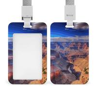 Vertical Beauty Grand Canyon Badge Holder with Breakaway Lanyard Heavy-Duty Abs Id Card Protector Waterproof Clear Window for Nurse Teacher Office Worker Detachable for Id Badge Credit Card Transit Pa
