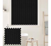 Vertical Blinds - Made to Measure - 89mm - Complete Blind - Feather Weave Fabric- BLACK (Up To 90cm(900mm), Up To 130cm(1300mm))