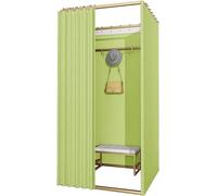 Vertical Boutique Fitting Room Display with Umbrellas, Stylish Green Dressing Room Stands, 100x80x200cm, Decorative Retail Fixtures for Fashion Showrooms, Modern Display Solutions
