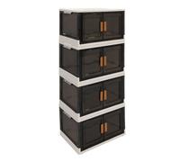 Vertical Box 55L Storage Bin with Doors, Plastic Storage Containers with lids, Collapsible Foldable Stackable Storage Cabinet for Home Office Organising. (Pack of 4)