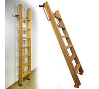 Vertical Bunk Bed Ladder with Wide Rungs & Anti-Slip Feet Wooden Loft Ladder for Home School Trailer Camper - Adjustable 125cm to 235cm Height (230cm High)