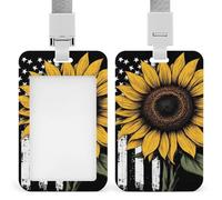 Vertical Card Holder, Day of The Dead Flowers Mexican Sugar Skulls Durable ID Badge Holder with Lanyard, Funny Lightweight Reusable Hanging Badge Case for Teacher, Nurses