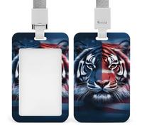 Vertical Card Holder, Day of The Dead Flowers Mexican Sugar Skulls Durable ID Badge Holder with Lanyard, Funny Lightweight Reusable Hanging Badge Case for Teacher, Nurses