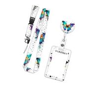 Vertical Card Protector and Neck Lanyard Set Butterfly Identity Cards Protectors Retractable ABS Badge Holder for Office Retractable Security Badge Clip
