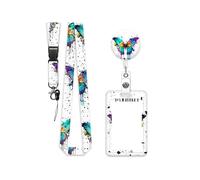 Vertical Card Protector and Neck Lanyard Set Butterfly Identity Cards Protectors Retractable ABS Badge Holder for Office ABS Professional Name Badge Holder