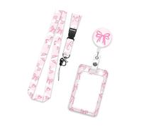 Vertical Card Protector and Neck Lanyard Set Butterfly Identity Cards Protectors Retractable ABS Badge Holder for Office Retractable Security Badge Clip