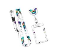Vertical Card Protector and Neck Lanyard Set Butterfly Identity Cards Protectors Retractable ABS Badge Holder for Office Detachable Lanyard Card Holder