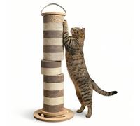 Vertical Cardboard Cat Scratching Post for Indoor Cats & Kittens, 24" Modular Replaceable Blocks with Stable Base, Space-Saving Scratcher Tower with Wooden Ball Interactive Play