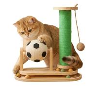 Vertical Cat Scratching Posts - Dynamic Vertical Wooden Interactive Pet Toy With Mint Ball, Anti-Slip Scratcher | For Home Indoor Outdoor Play Training Floor Play Mental Stimulation Hunting Simulation
