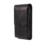 Vertical Cell Phone Belt Clip Case Black, Smartphone Waist Pouch Leather, 6.9" Universal Men Phone Holster Wallet Case with Belt Clip and Card Holder Fanny Pack Belt Loop Waist Holder Bag Pocket Purse