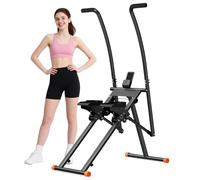 Vertical Climber Machine, Stair Stepper with Handlebar for Home Gym, Cross Trainer Climbing Machine, Compact Foldable Stepper Fitness Climber with LCD Monitor, Adjustable Pedals, Phone Holder (Black)