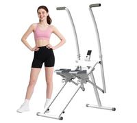 Vertical Climber Machine, Stair Stepper with Handlebar for Home Gym, Cross Trainer Climbing Machine, Compact Foldable Stepper Fitness Climber with LCD Monitor, Adjustable Pedals, Phone Holder (White)