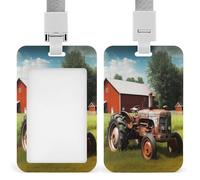 Vertical Company Farm Tractor Badge Holder with Breakaway Lanyard Heavy-Duty Abs Id Card Protector Waterproof Clear Window for Nurse Teacher Office Worker Detachable for Id Badge Credit Card Transit P