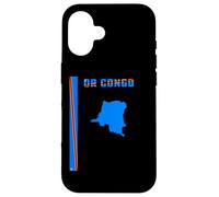 Vertical Congolese Flag, text “DR CONGO” & Silhouette Map Case for iPhone 16