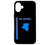 Vertical Congolese Flag, text “DR CONGO” & Silhouette Map Case for iPhone 16 Plus