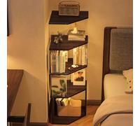 Vertical Corner Bookshelf, Tall Freestanding Storage Rack, Solid Wood and Acrylic Organizer for Living Room, Bedroom, Home Office, 4/5 Tier Display Rack