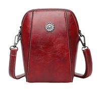 Vertical crosbody Bag - crosbody Phone Bag, All-Match Leather Bag | All-Match Leather Cellphone Bag, Leather Vertical Cellphone crosbody Bag, Phone Bag for Cash, Glasses, Keys, Passport, Dark Red