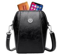Vertical crosbody Bag - crosbody Phone Bag, All-Match Leather Bag | All-Match Leather Cellphone Bag, Leather Vertical Cellphone crosbody Bag, Phone Bag for Cash, Glasses, Keys, Passport, Black, 5.51