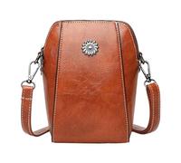 Vertical Crross Body Bag - Leather Cell Phone Purse, All Match Waterproof Shoulder Bag | Soft Miini Crross Body Bag with Zipper, Small Retro Phone Purse for Cash, Glasses, Keys, Passport, 14x18x6cm
