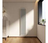 Vertical Designer 3 Column Cast Iron Radiator, 1800x470mm Gloss White Cast Iron, Tall Upright Designer Heater for Bedroom/Living Room, Central Heating Rad, 15 Year Warranty