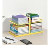 Vertical Desk Bookshelf Metal Frame Multi-Tier Rack Compact Open Display Stand for Bedroom & Living Room (Gold 20x38x17cm/7.9x15x6.7in)