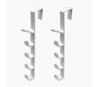 Vertical Door Hook - Over The Door 5 Link Hooks Closet Organizer, Modern Strong Long Row Rear ABS Plastic Hanger, Easy Installation, Space Saving - Hat, Coat, Tote Bags, Towels, Scarf, Utensils Rack