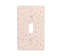 Vertical Dot Line Pattern with Tiny Red Hearts Light Switch Cover Decorative Single Toggle 1 Gang Wall Plate for Kitchen Farmhouse Bedroom Bathroom Art Decor