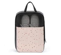 Vertical Dot Line Pattern with Tiny Red Hearts Shoe Bag for Travel Daily Use Anti-dust Storage Carrier Golf Shoe Pouch