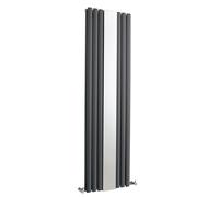 Balterley Vertical Double Panel Radiator with Mirror, Anthracite Radiator with Rounded Vertical Panel, Central Heating Radiators for Bathroom, Kitchen - 499mm x 1800mm, 4006 BTU (Anthracite)