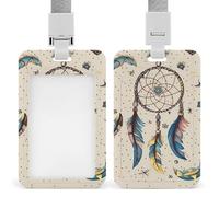 Vertical Dream Catcher And Moon Badge Holder with Breakaway Lanyard Heavy-Duty Abs Id Card Protector Waterproof Clear Window for Nurse Teacher Office Worker Detachable for Id Badge Credit Card Transit