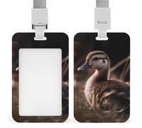 Vertical Duck in The Grass Badge Holder Heavy Duty Id Card Holder with Breakaway Lanyard Waterproof Name Tag Card Badge Holder Case Protector with Clear Window for Nurse Office