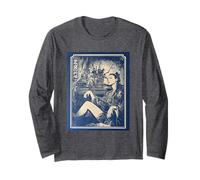 Vertical East Asian Ukiyo-e Samurai Girl Japanese Long Sleeve T-Shirt