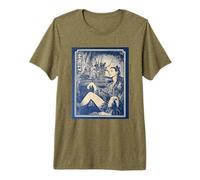 Vertical East Asian Ukiyo-e Samurai Girl Japanese Premium T-Shirt