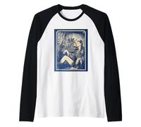 Vertical East Asian Ukiyo-e Samurai Girl Japanese Raglan Baseball Tee
