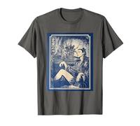 Vertical East Asian Ukiyo-e Samurai Girl Japanese T-Shirt