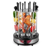 Vertical Electric Grill with Automatic Rotating Skewers and Built-in Oil Pan for Smokeless Indoor and Outdoor Cooking