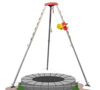 Vertical Entry Rescue Tripod Kit, Adjustable Tripod for Sewer Lift in Tight Spaces, Fall Protection with Steel Cable, Compact and Solution for Confined Areas