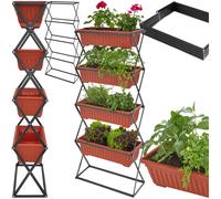 Tectake Vertical Flower Bed With 4 Boxes (52X21X127cm) Brown