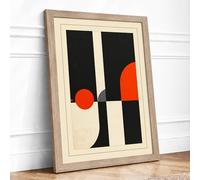 Vertical Forms in Motion Geometric Framed Wall Art Print A4 Oak