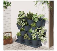 Vertical Garden Planter 12pc Anthracite Polypropylene 68.5x19x54.5cm Wall-Mount
