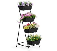 Vertical Garden Planter 4 Tier Planters for Outdoor Plants Vertical Raised Garden Bed with Drainage Holes Herb Garden Planter Outdoor Indoor Patio Yard Balcony (Black)