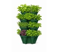 Vertical Garden Planter 4 Tier Stackable System with 16 Planting Sites - Space Saving Herb, Strawberry & Food Crop Planter with Center Support Hole for Indoor Outdoor Gardening (Deep Forest, Large)