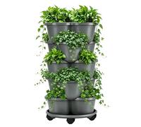 Vertical Garden Planter | 5 Tiers Vertical Stackable with Wheels - Growing Plant Container | for Balcony Backyard Patio Greenhouse Indoor Outdoor Flowers