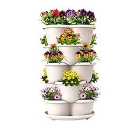 Vertical Garden Pots - 5 Pcs Stacking Planting Unit, Layered Growth Container Structure, Planter Tower Soil Cultivation Kit, Decorative Farming Set | Wall Balcony Terrace Gardening Use for House Plant